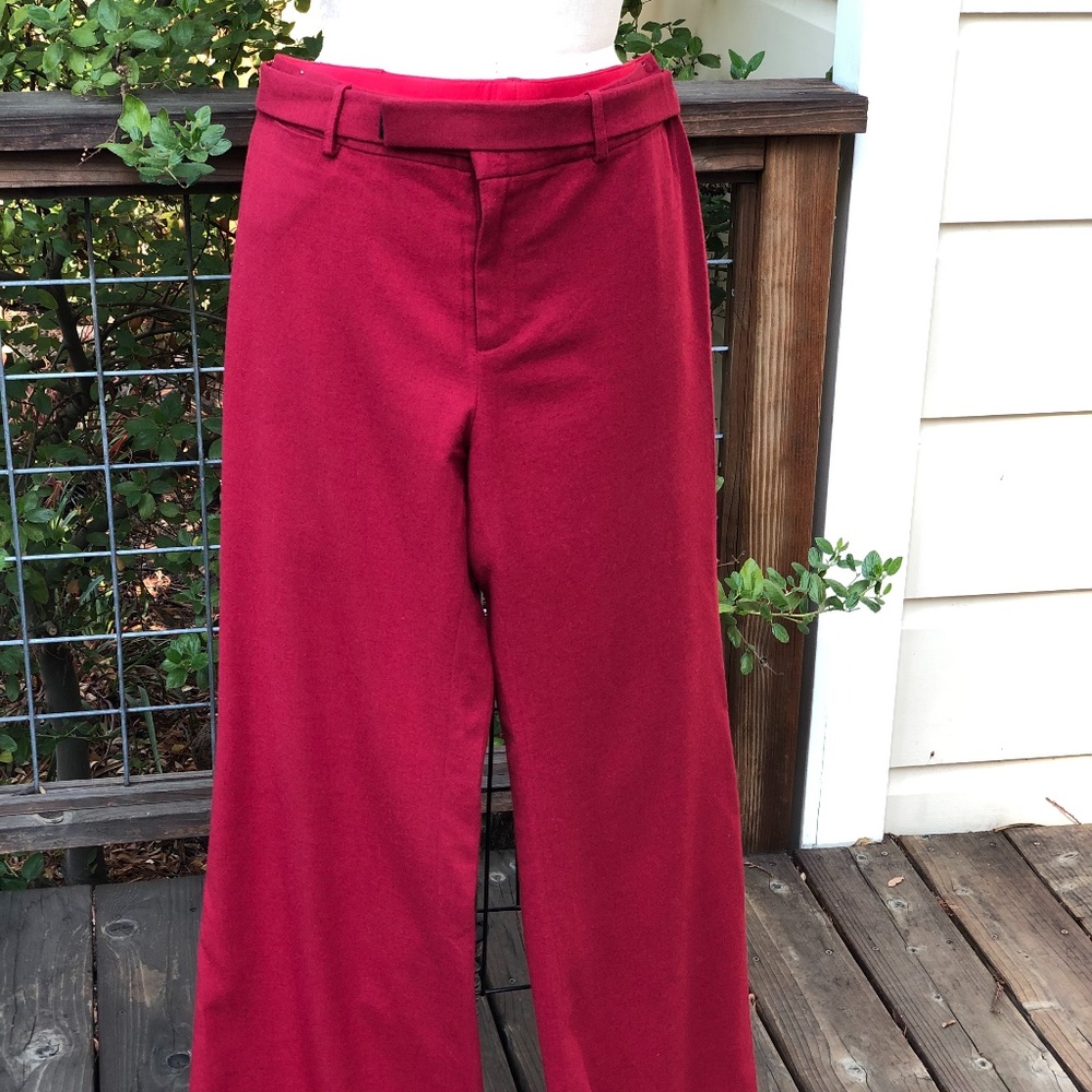 Red Wool Wide-Leg Trousers